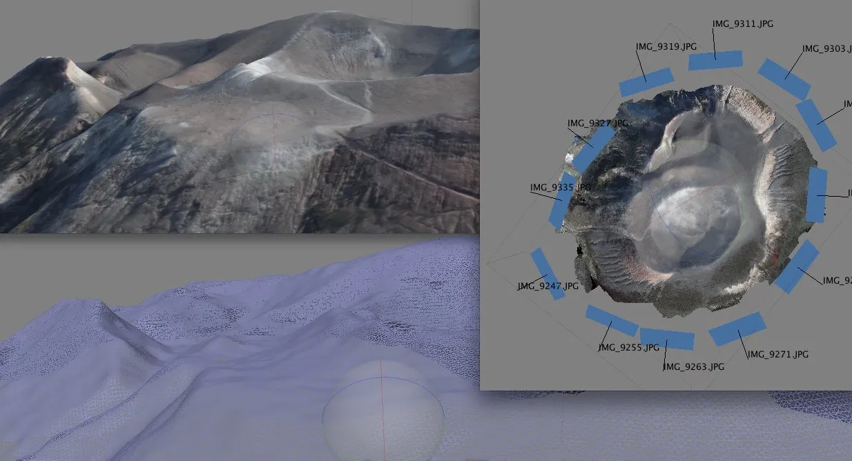 Modèle 3D par photogrammétrie du cratère du Yasur