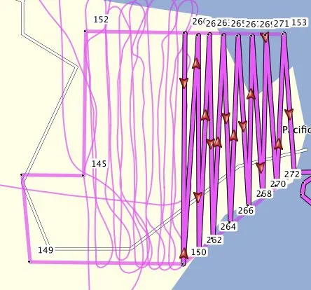 Traces GPS des vols au-dessus du Yasur